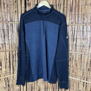 KUHL 1/4 Zip Pullover Performance Fleece Long Sleeve Black Gray Size XL